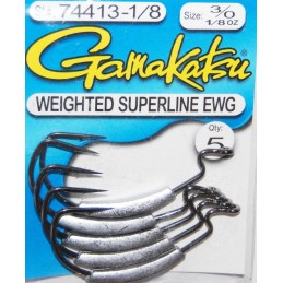 Gamakatsu 74413-1/8 Superline EWG Weighted Worm Hook - Size 3/0
